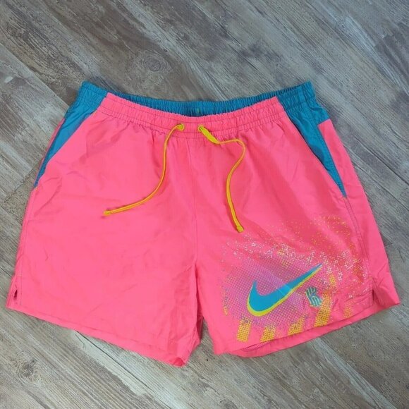 Nike Kyrie 6 Graffiti Gym Swim Beach Shorts Digital Pink Neon Vintage 90s Y2K XL - Picture 11 of 15